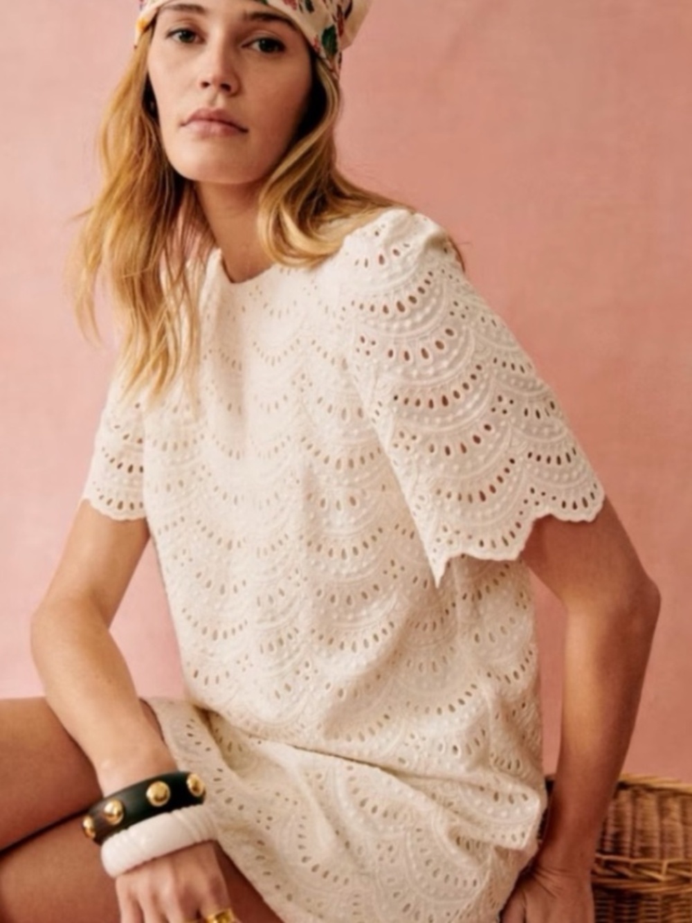 NWT SÉZANE Tierra Embroidered Mini Dress - Ecru, Size US12